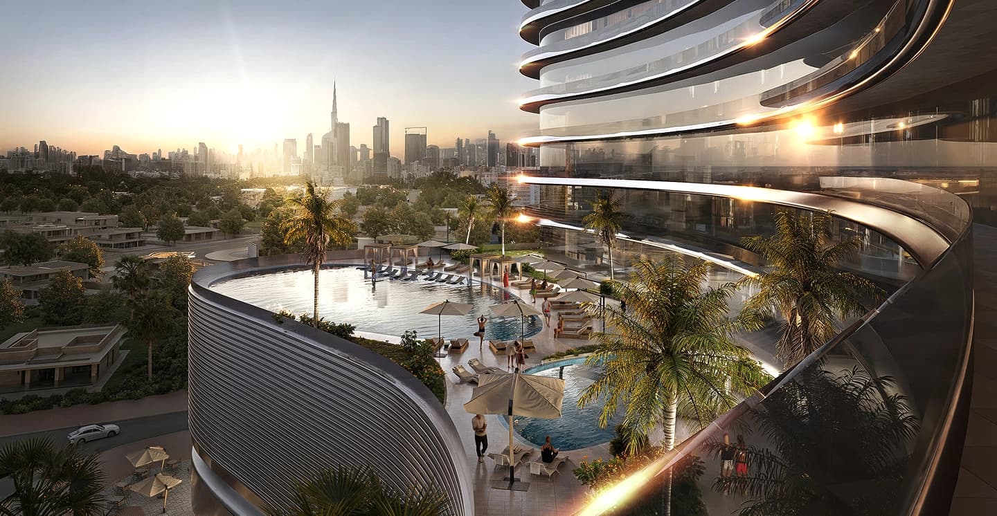 Binghatti SkyFlame amenities and podium zone